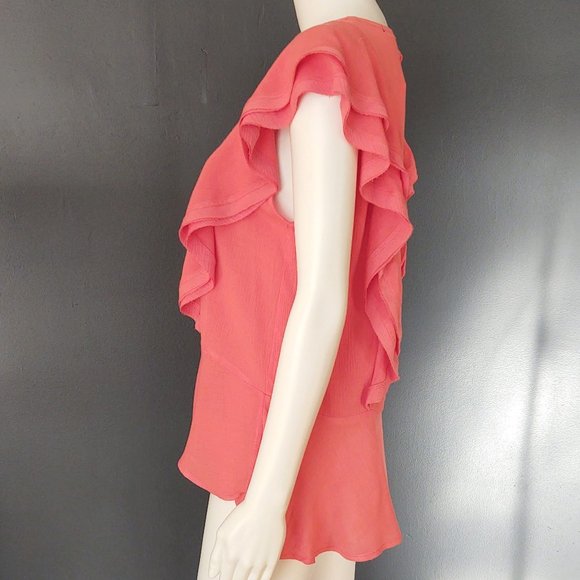 Ruffle detail w/peplum hem cap sleeve blouse - Picture 8 of 16